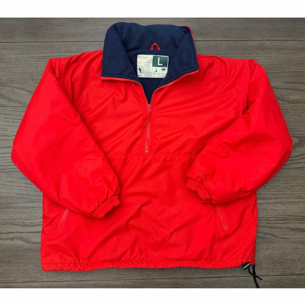 WearGuard Red Fleece Lined Jacket Hooded Windbreaker Size L
